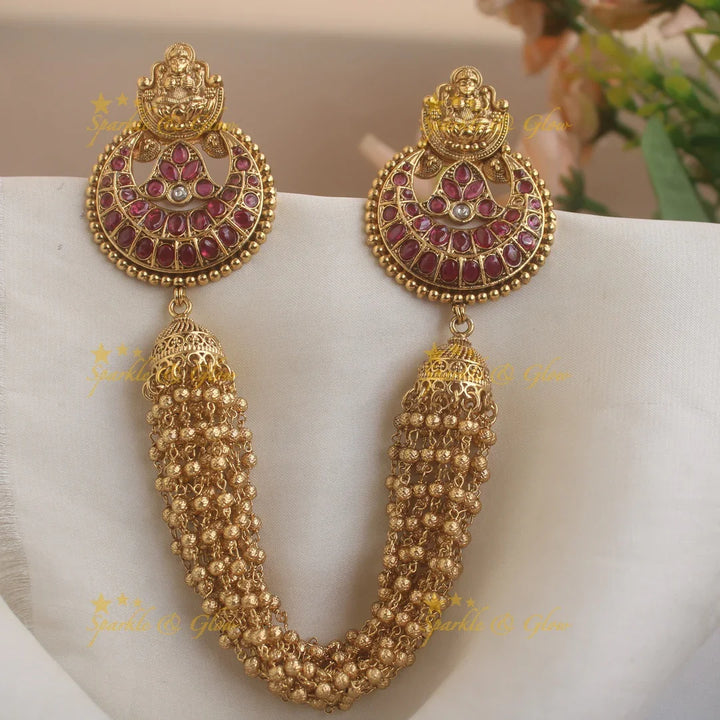 Idol Lakshmi Kemp floral design Multi layered pearl Hairpin-Ruby-pearl - Sparkle and Glow