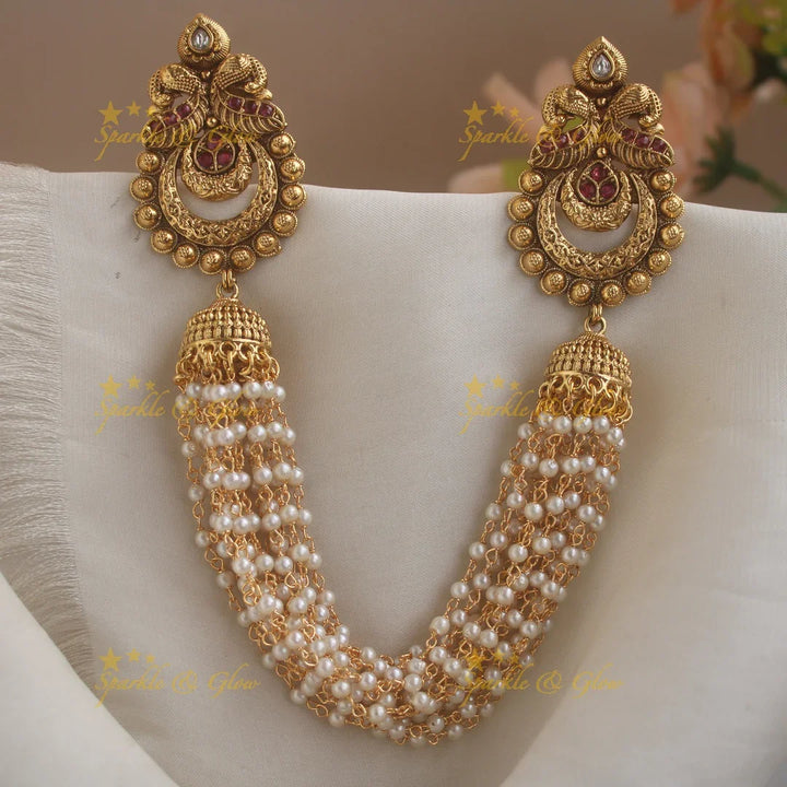 Beautiful Dual Tone Peacock Floral design multi layered gold Hairpin-Ruby-gold - Sparkle and Glow