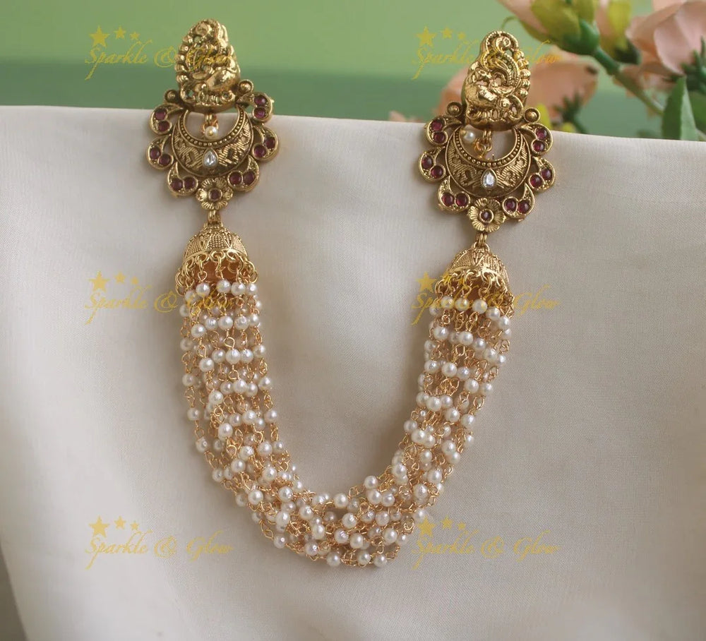 Sparkling Dancing peacock leaf design multi layered pearl hairpin-Multi-pearl - Sparkle and Glow