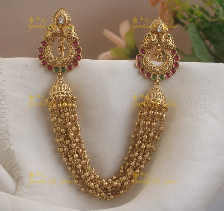 Elegant Dual tone peacock leaf carved multi layered gold hairpin-Multi-gold - Sparkle and Glow