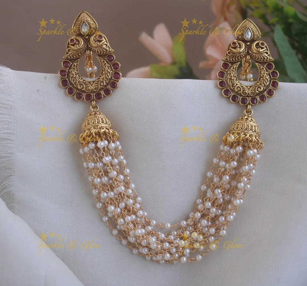 Elegant Dual tone peacock leaf carved multi layered gold hairpin-Multi-gold - Sparkle and Glow