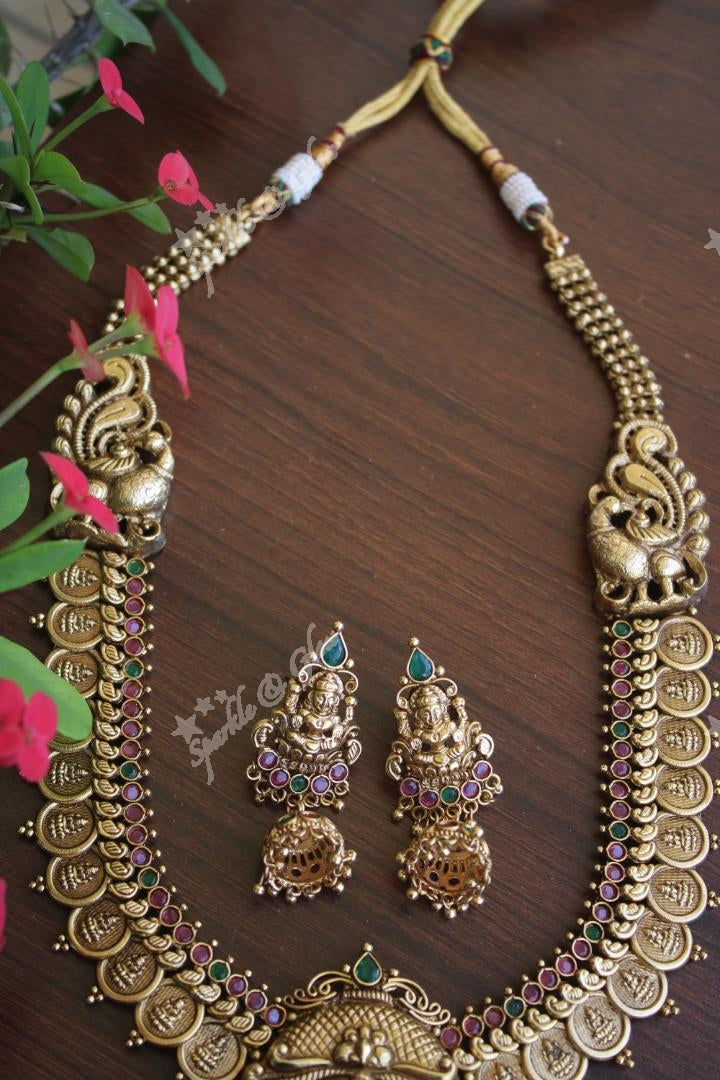 Gold alike antique polished nagas coin haram crafted with kemp stones