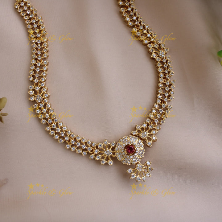 Stunning Floral and leaflet design AD short necklace with multi colour interchangeable stones