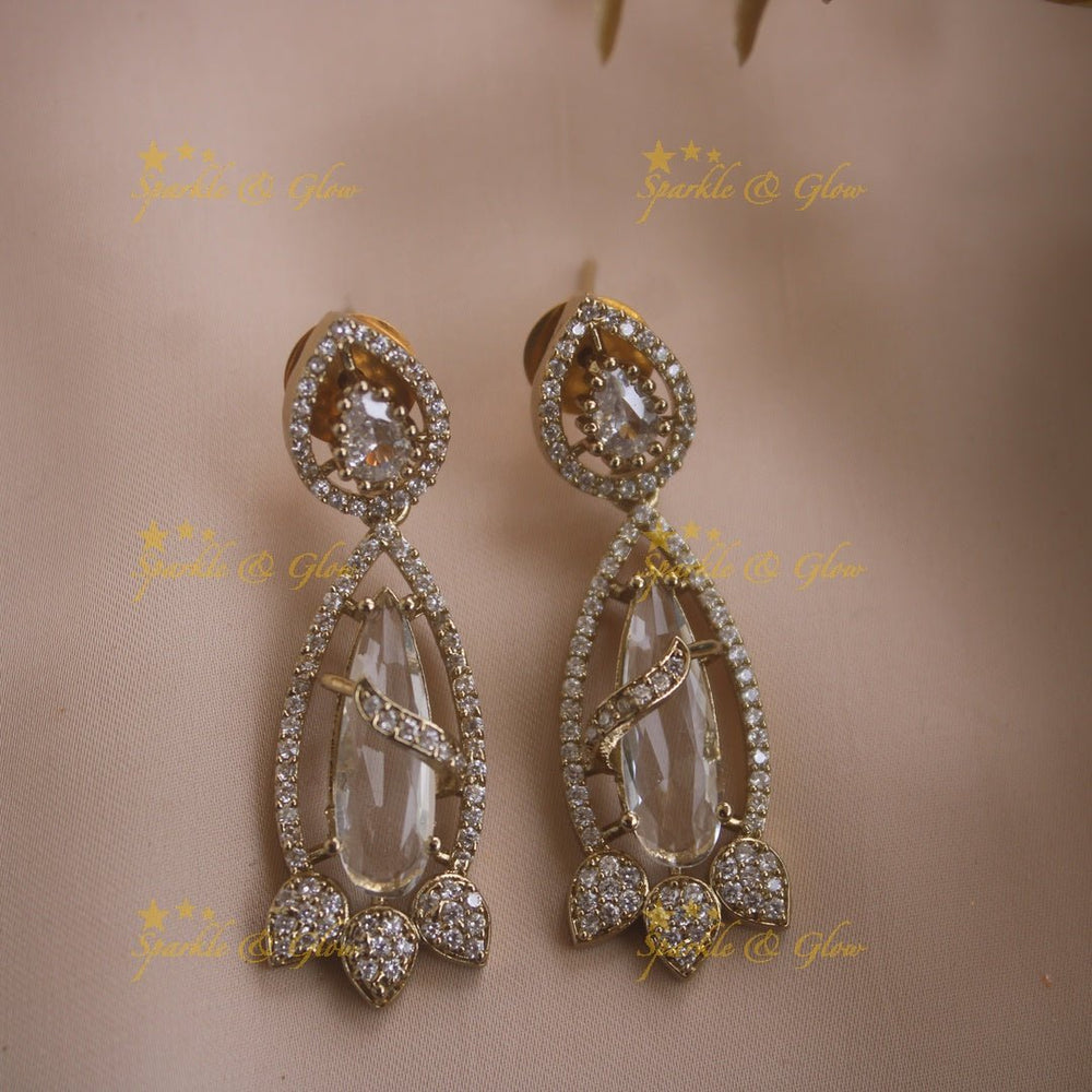 Stunning water drop design victorian AD short necklace with stone drop - green - Sparkle and Glow - White - Back Thread