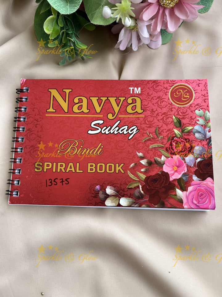 Navya round shape stone bindi with different size in spiral book in assorted colours