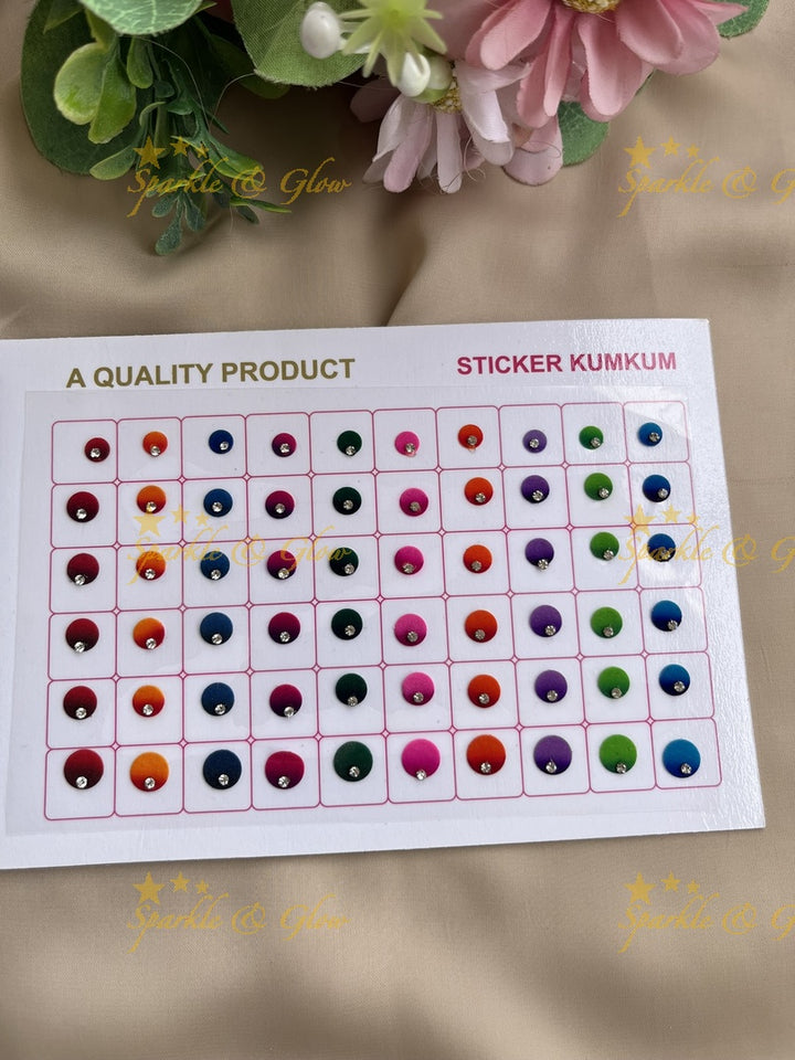 Navya round shape stone bindi with different size in spiral book in assorted colours