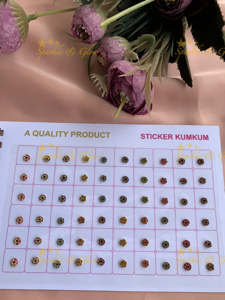 Navya round stone bindi with different size in spiral book in assorted colours