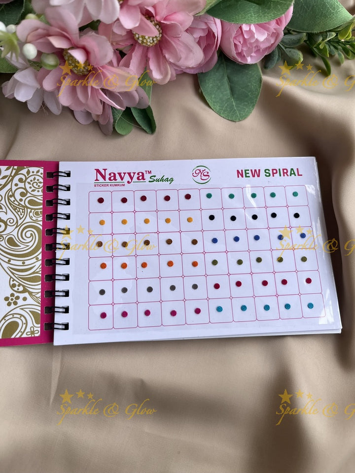 Navya daily wear round bindi with single size in spiral book in assorted colours