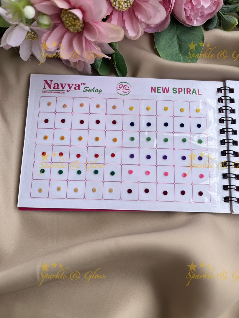 Navya daily wear round bindi with single size in spiral book in assorted colours