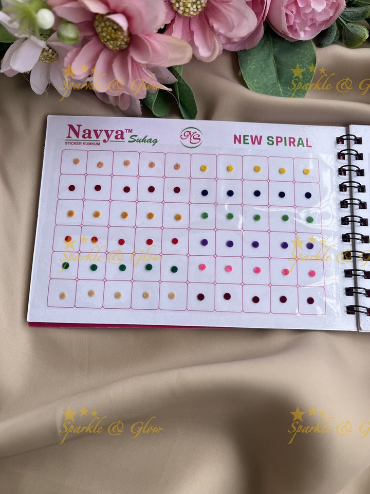 Navya daily wear round bindi with single size in spiral book in assorted colours