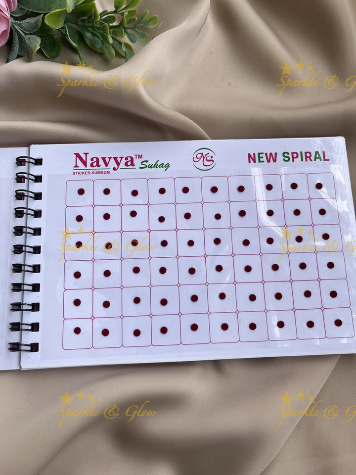 Navya daily wear round bindi with single size in spiral book in assorted colours