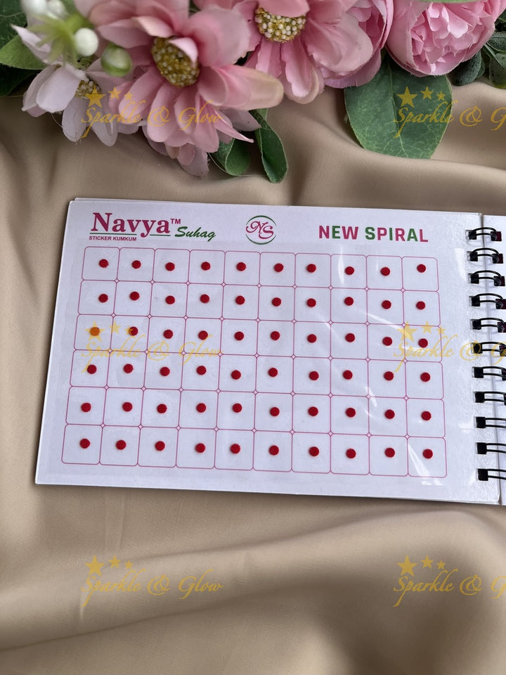 Navya daily wear round bindi with single size in spiral book in assorted colours