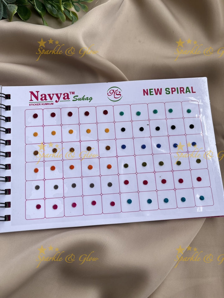 Navya daily wear round bindi with single size in spiral book in assorted colours