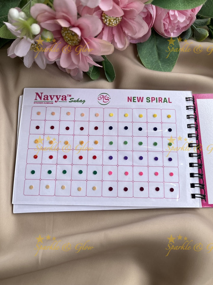 Navya daily wear round bindi with single size in spiral book in assorted colours