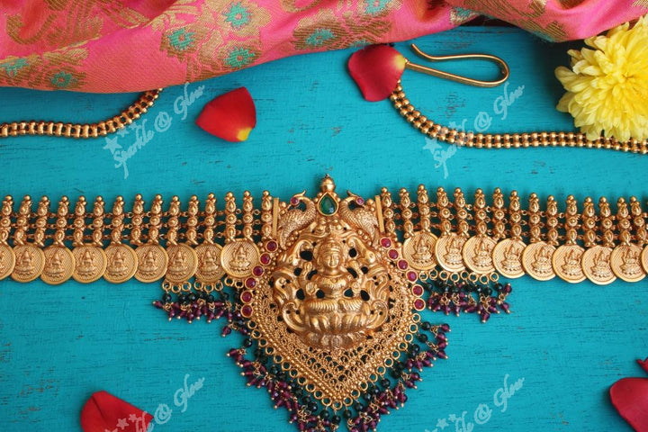 Premium qualty matte nagas hipbelt with ruby green bead drops