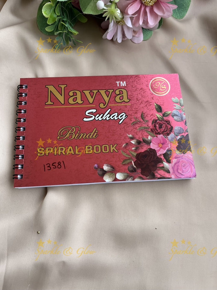 Navya round 3D design stone bindi with different size in spiral book in assorted colours