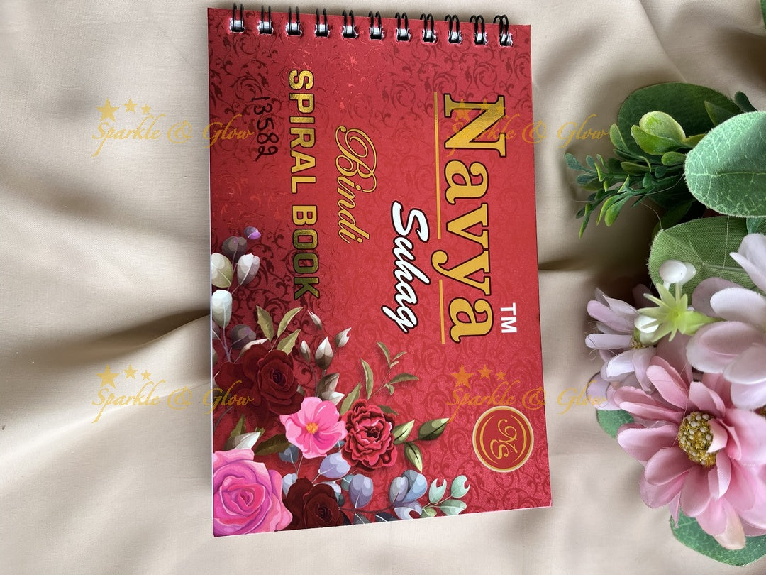 Navya stone silver and gold design black bindi with different shape and size in spiral book