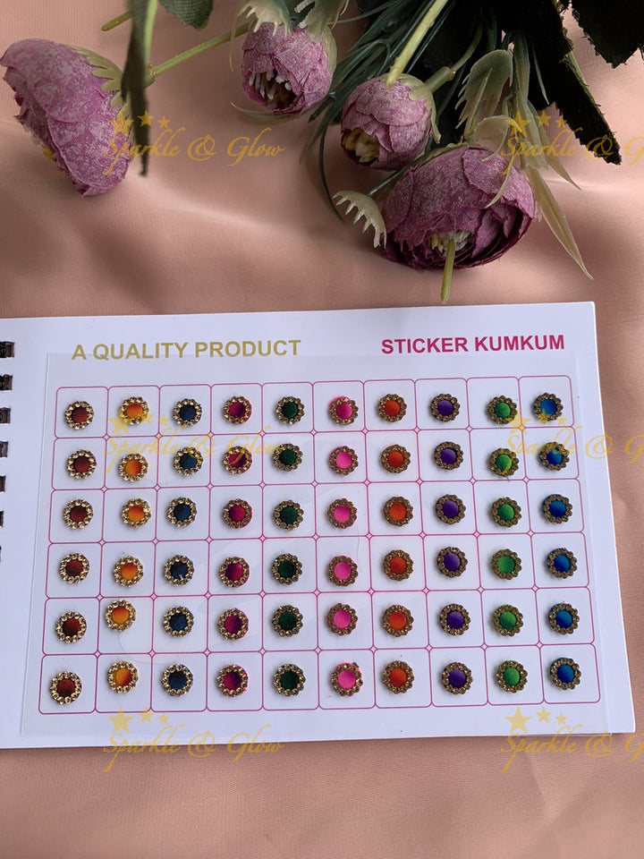 Navya round 3D colour stone bindi with different size in spiral book in assorted colours