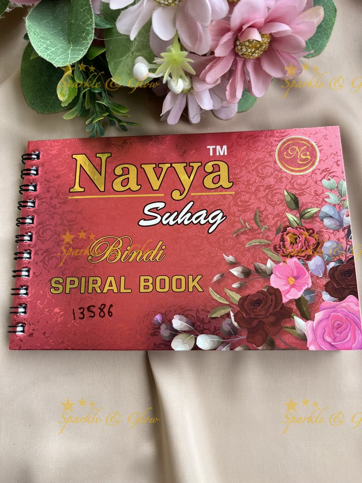 Navya round stone silver and gold design black bindi with different size in spiral book