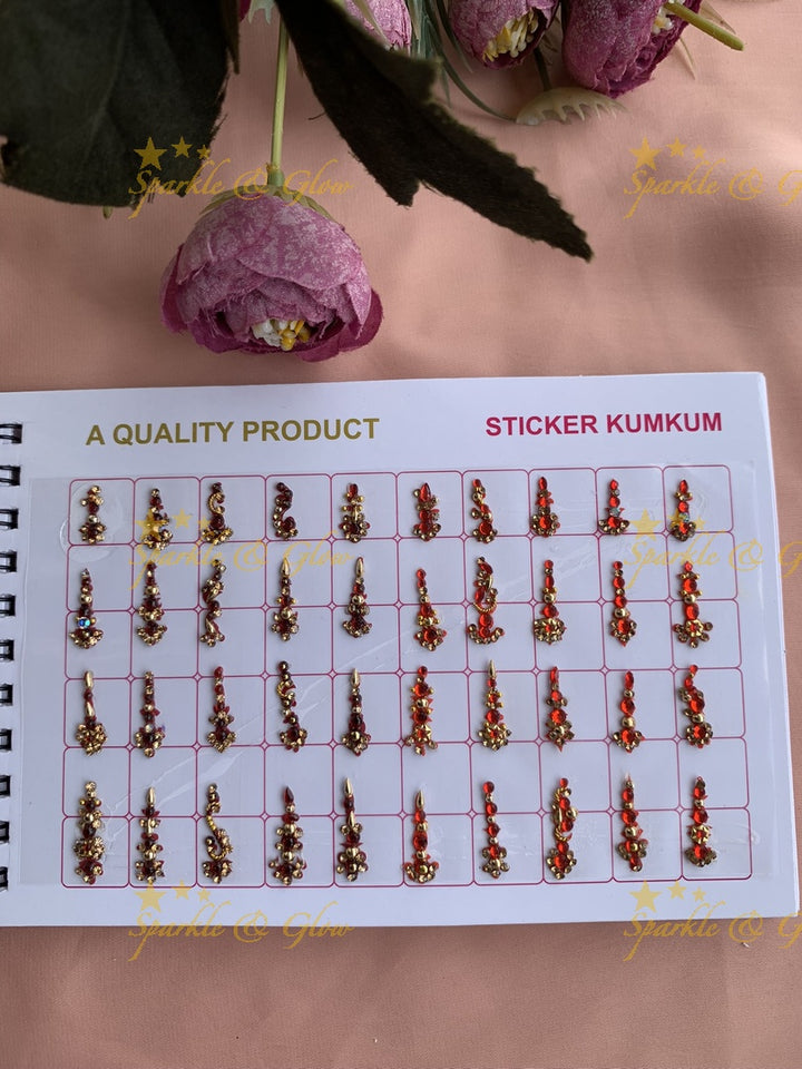 Navya stone and kundan bindi with different shape and size in spiral book in assorted colours