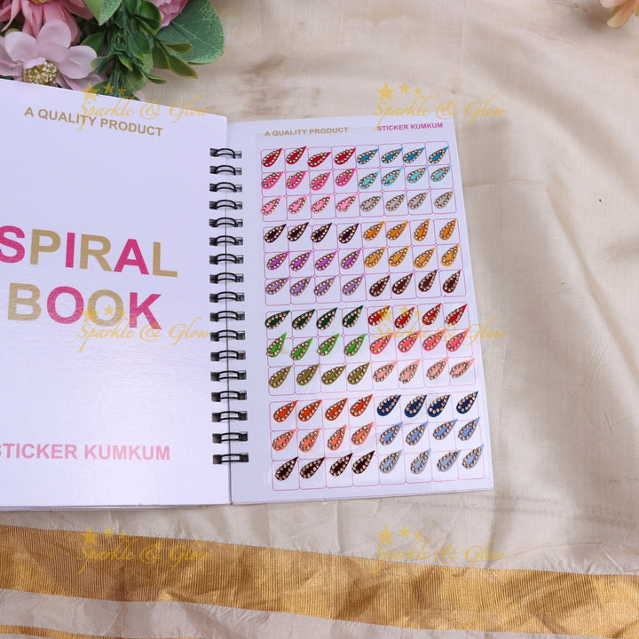 Navya stone bindi with different shape and size in spiral book in assorted colours