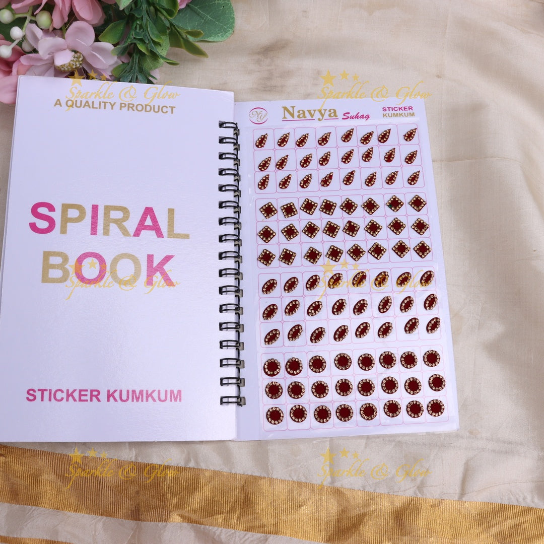 Navya stone bindi with different shape and size in spiral book in assorted colours