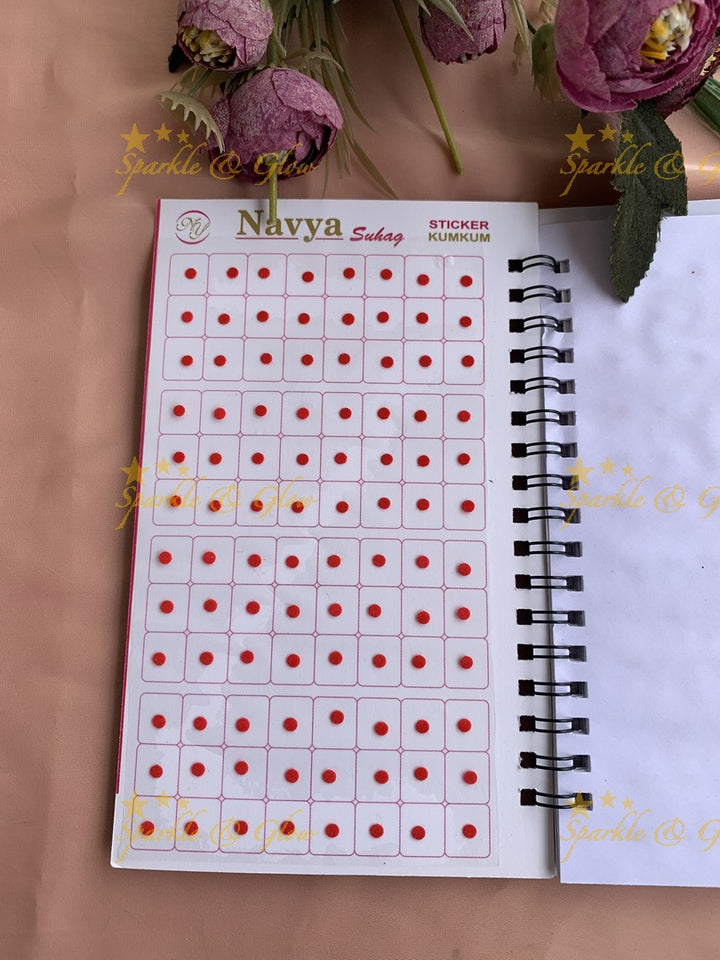 Navya round single size bindi with different size in spiral book in assorted colours