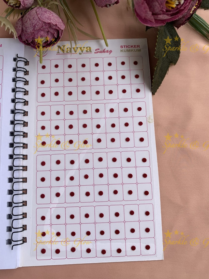 Navya round single size bindi with different size in spiral book in assorted colours