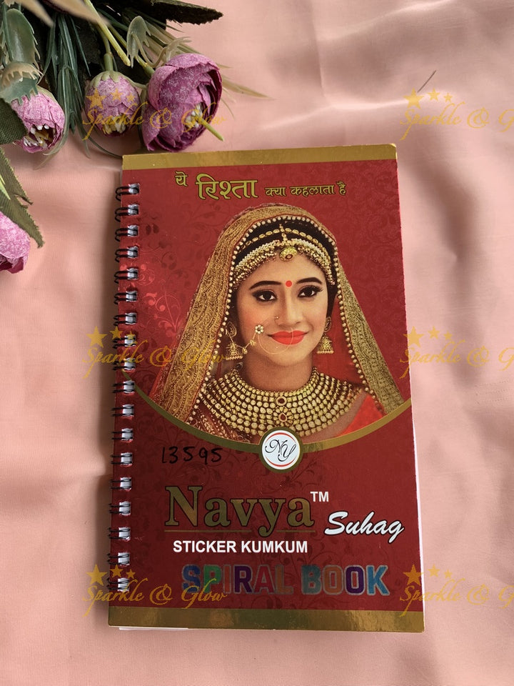 Navya single stone round bindi with different size in spiral book in assorted colours