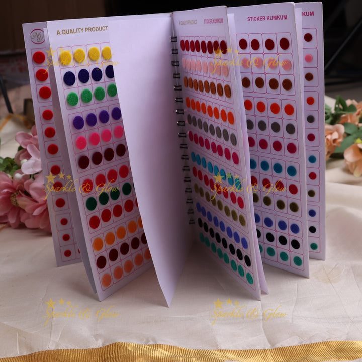 Navya round bindi with different size in spiral book in assorted colours