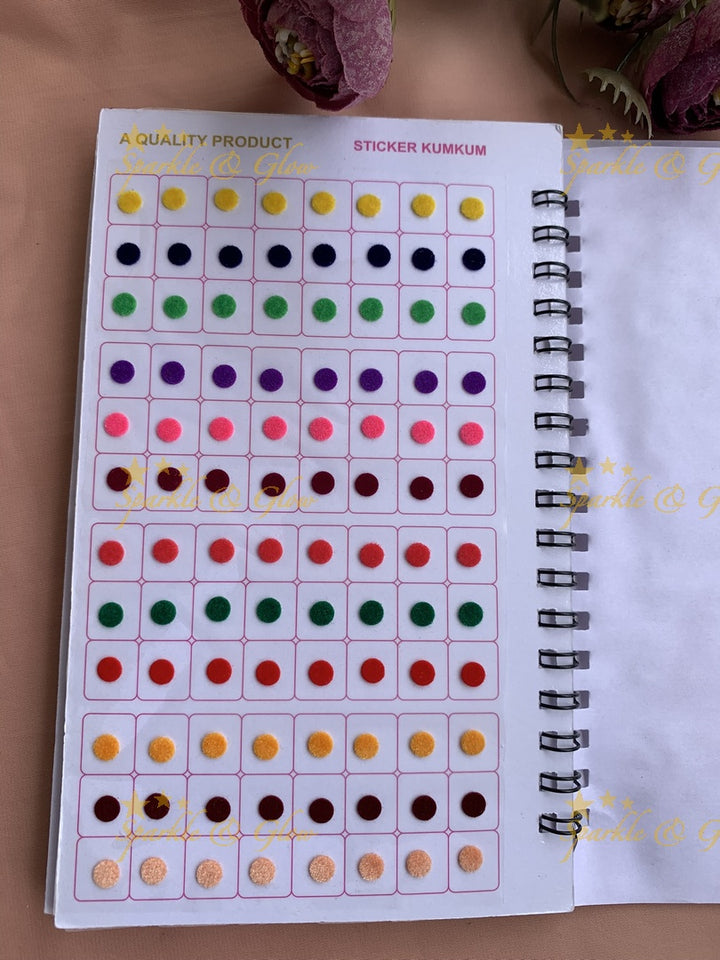 Navya round bindi with different size in spiral book in assorted colours