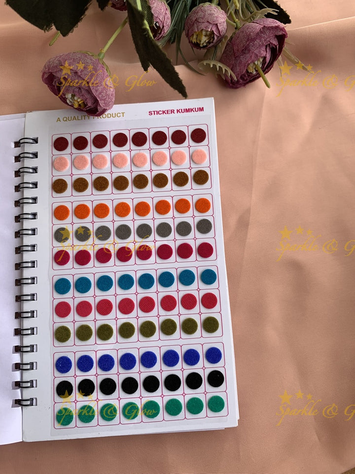 Navya round bindi with different size in spiral book in assorted colours