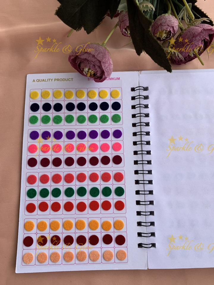 Navya round bindi with different size in spiral book in assorted colours