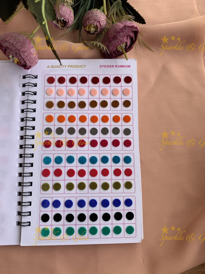 Navya round bindi with different size in spiral book in assorted colours