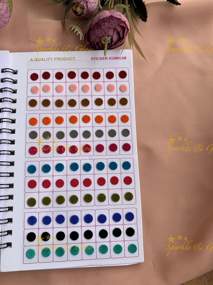 Navya round bindi with different size in spiral book in assorted colours