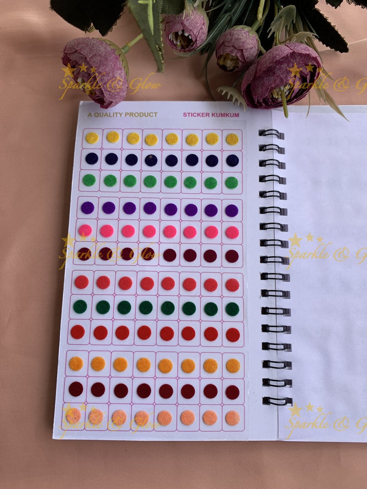 Navya round bindi with different size in spiral book in assorted colours