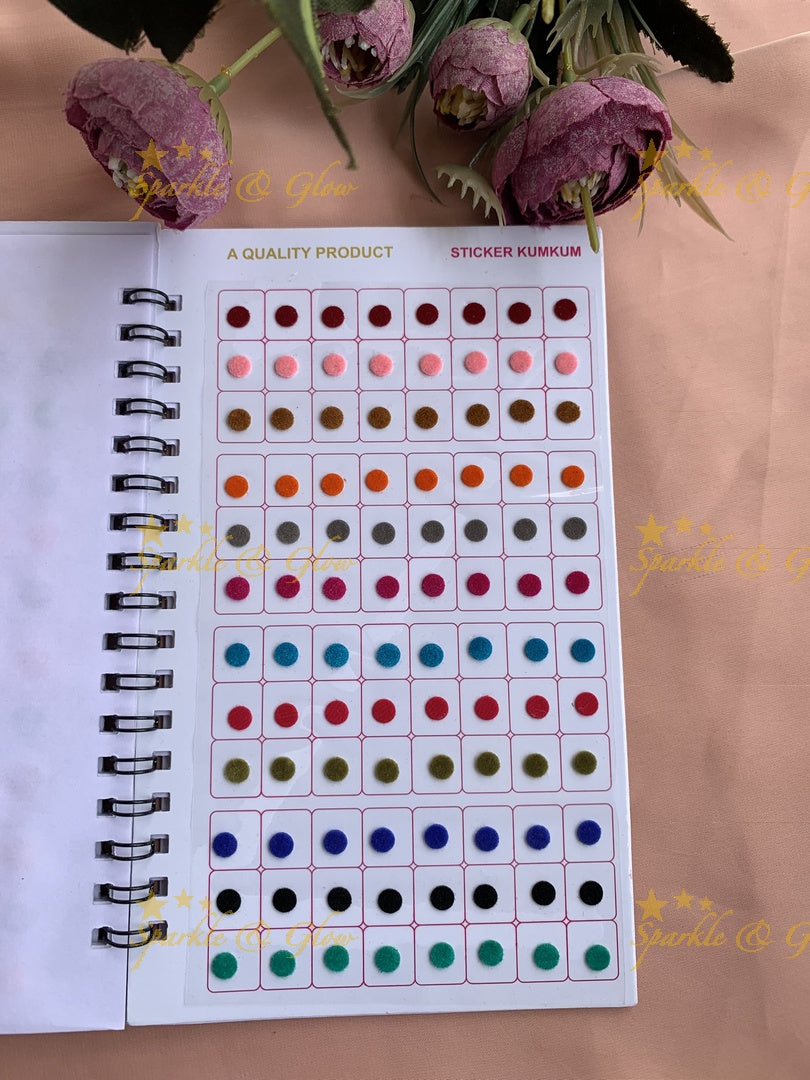 Navya round bindi with different size in spiral book in assorted colours