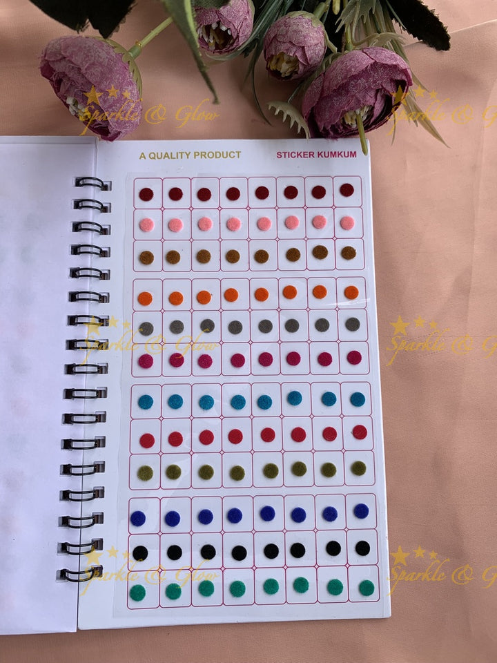 Navya round bindi with different size in spiral book in assorted colours