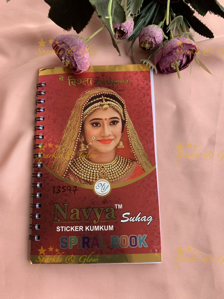 Navya round bindi with glitter with different size in spiral book in assorted colours