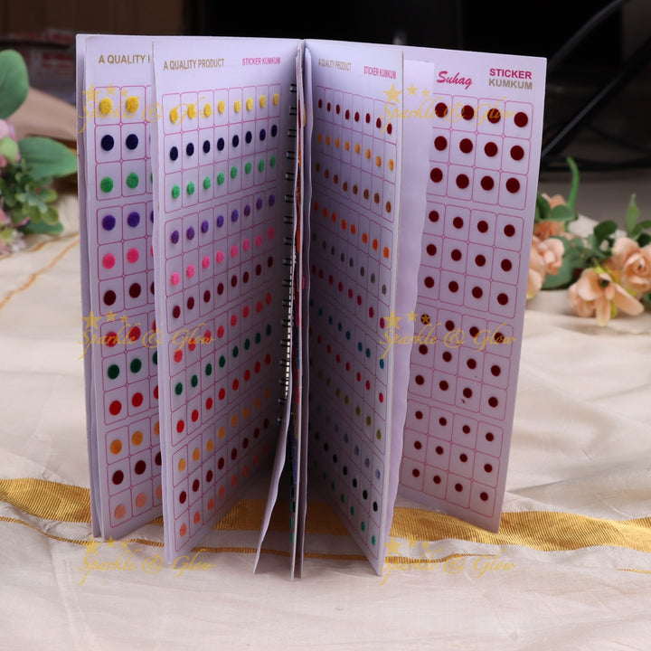 Navya round small bindi with different size in spiral book in assorted colours