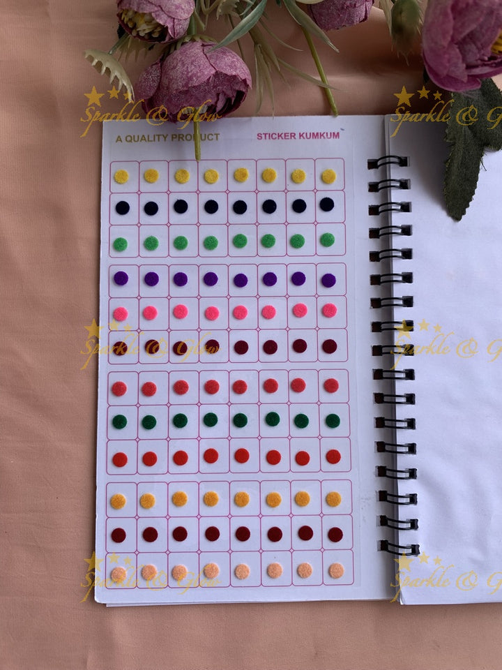 Navya round small bindi with different size in spiral book in assorted colours