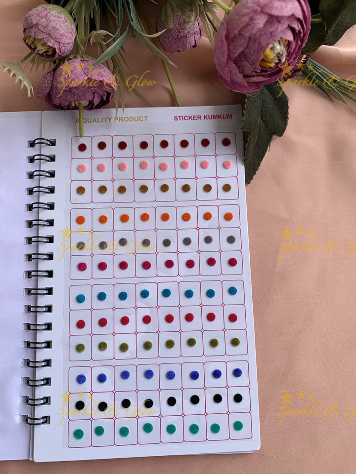 Navya round small bindi with different size in spiral book in assorted colours