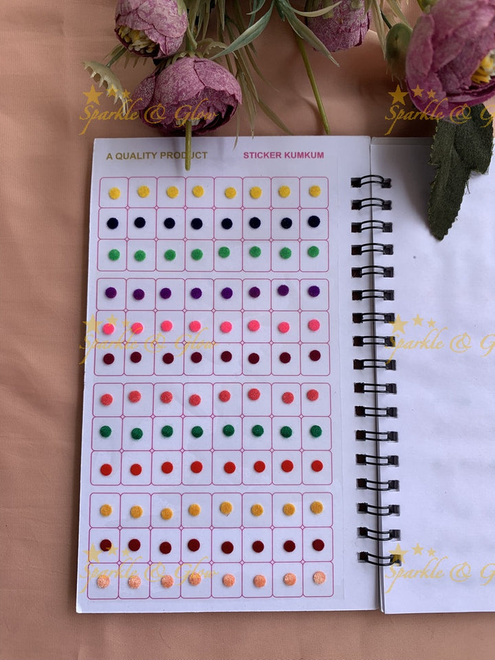 Navya round small bindi with different size in spiral book in assorted colours