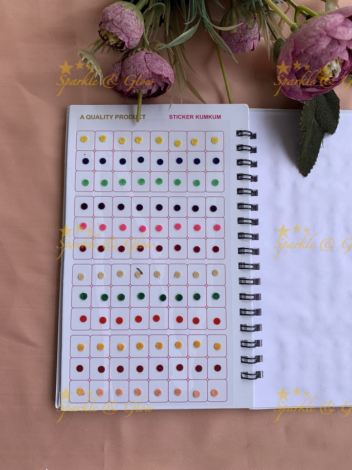 Navya round small bindi with different size in spiral book in assorted colours