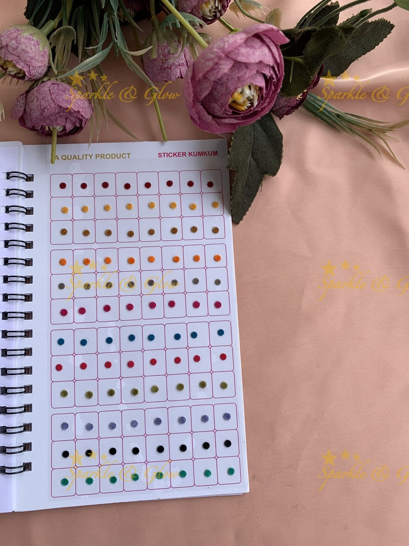 Navya round small bindi with different size in spiral book in assorted colours