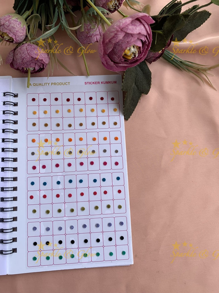 Navya round small bindi with different size in spiral book in assorted colours
