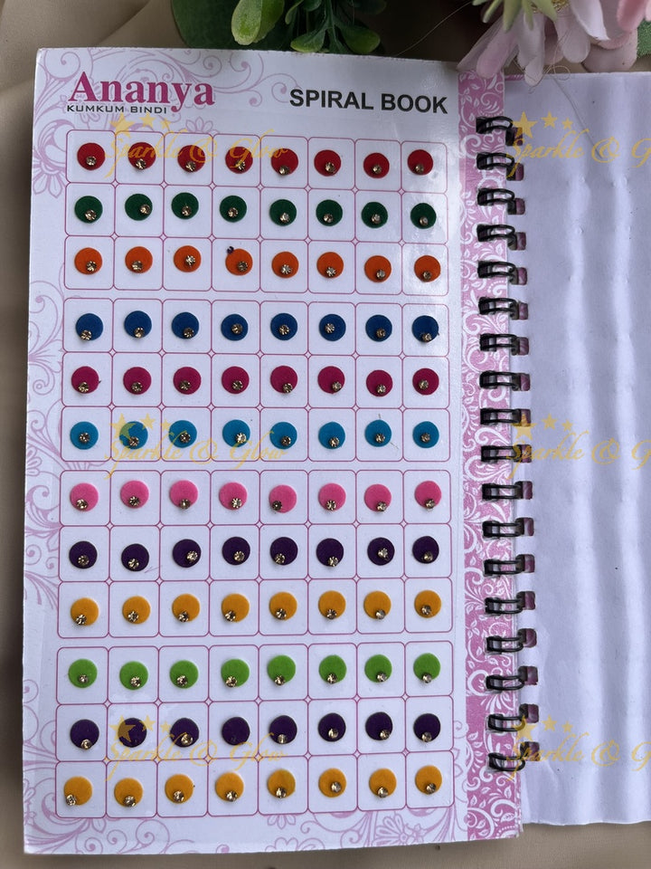 Ananya single stone round bindi with different size in spiral book in assorted colours