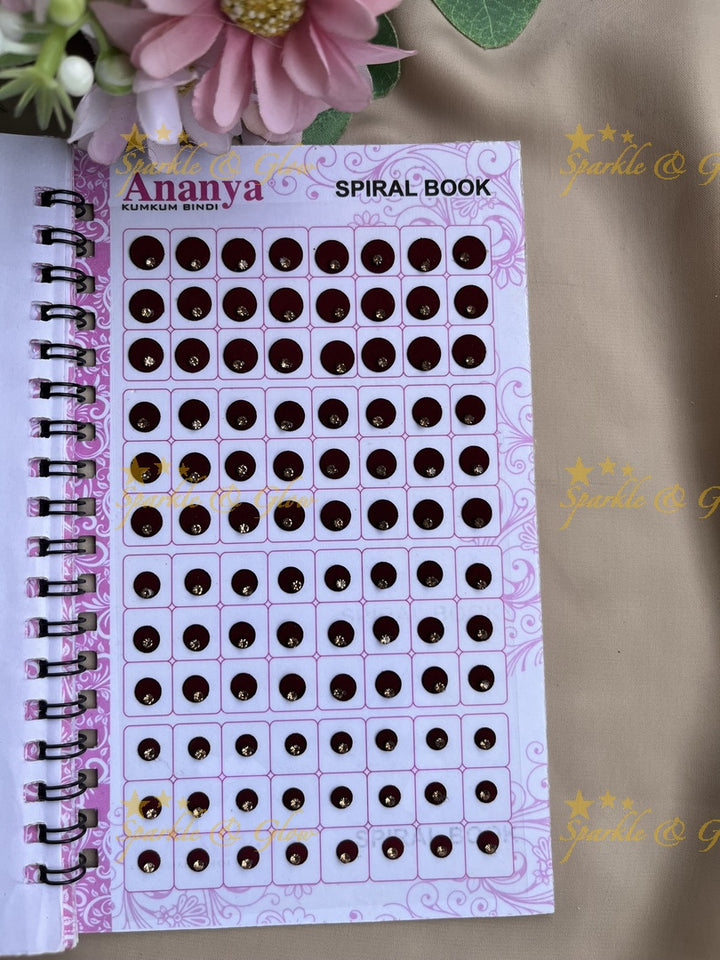 Ananya single stone round bindi with different size in spiral book in assorted colours