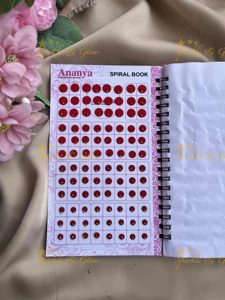 Ananya single stone round bindi with different size in spiral book in assorted colours