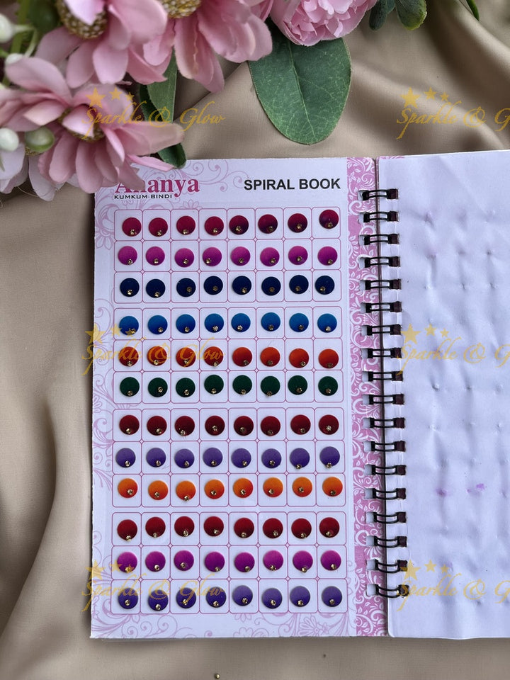 Ananya single stone round bindi with different size in spiral book in assorted colours
